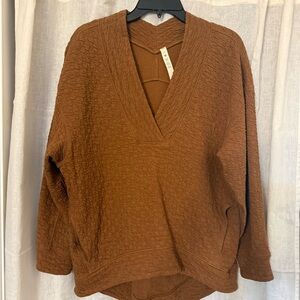 lululemon athletica Textured Brown V-Neck Sweater